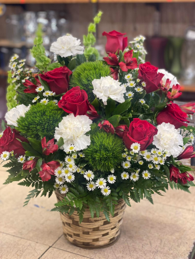 Merry Christmas basket - Christmas flowers basket